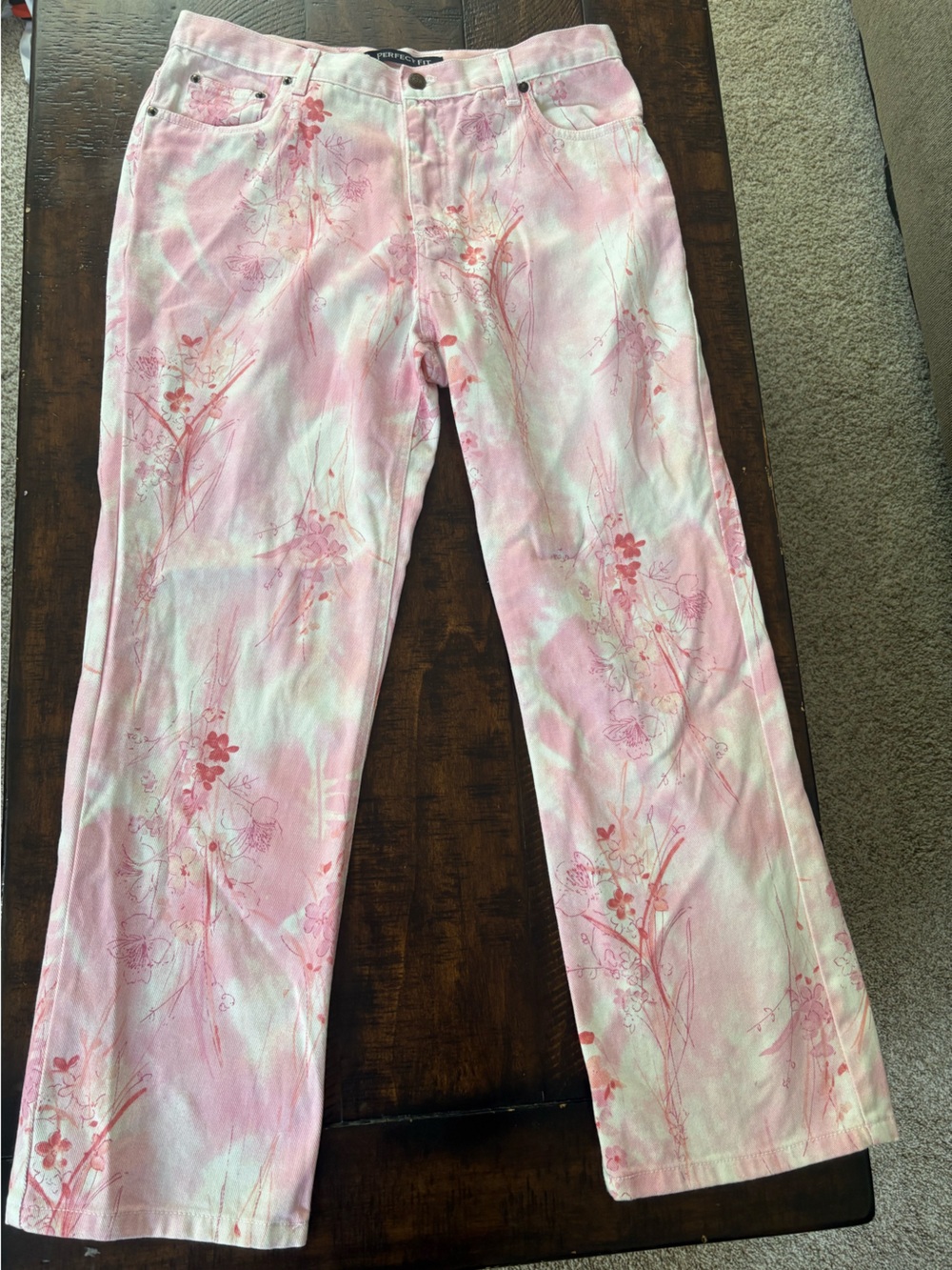 Vintage Bill Blass Jeans in Pink Floral Print, Perfect Fit, Size 10